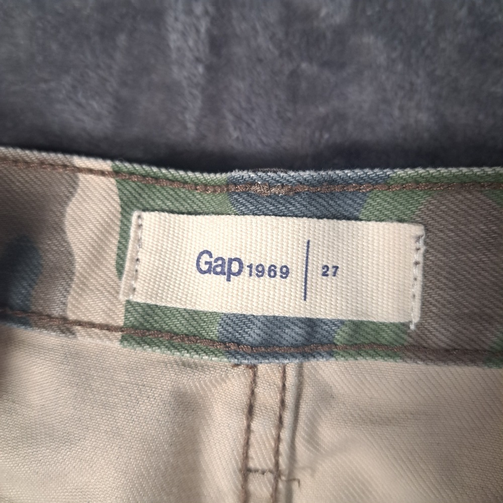 Gap 1969 Camo Denim Mini Skirt Size 27 Green Brown Camouflage Utility Streetwear - Picture 3 of 6